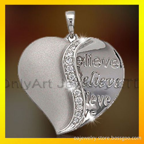 CNC Letters Pendant / Silver Fashion Jewelry Heart Pendant